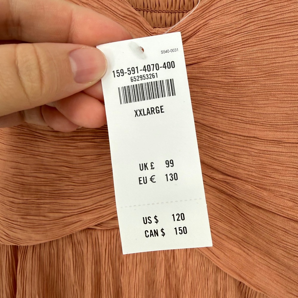 Abercrombie & Fitch Spaghetti‎ Strap Tiered Rust Peach Midi Dress XXL NWT - Picture 3 of 9